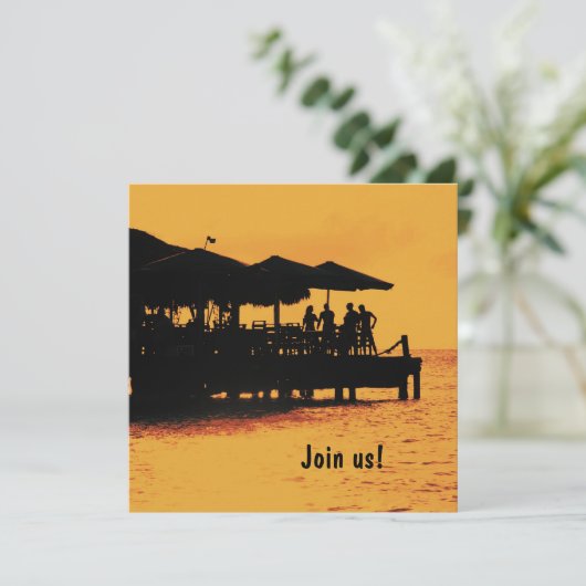 blije mensen op uitnodiging van zonsondergang (Staand voorkant)