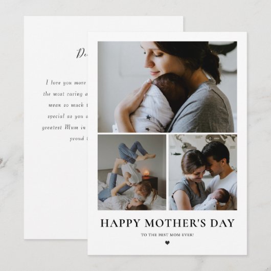 blije moeders dag foto collage modern minimalistis feestdagenkaart (Voorkant / Achterkant)