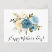 blije moeders dag waterverf blauwe florenkop briefkaart (Voorkant)