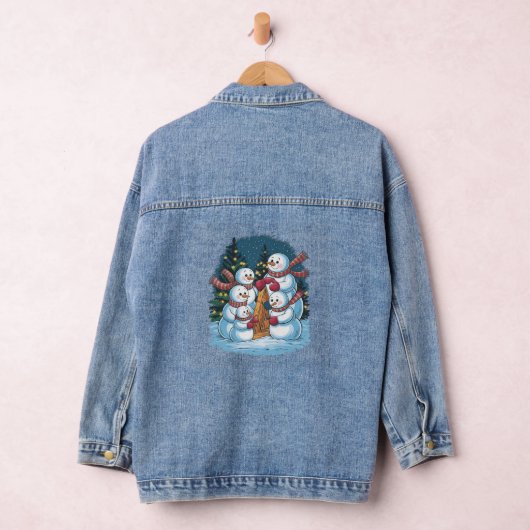 Blije sneeuwman familie denim jacket (Hangar)
