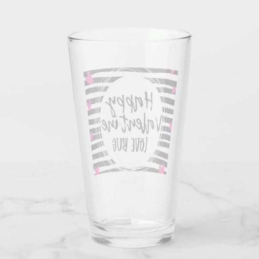 blije valentijnen houden van bug, valentijnscadeau glas (Achterkant)