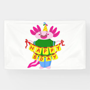 blije verjaardag Axolotl Spandoek
