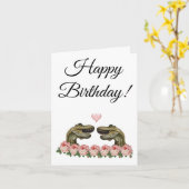 blije verjaardag dinosaur kaart (Gele Bloem)