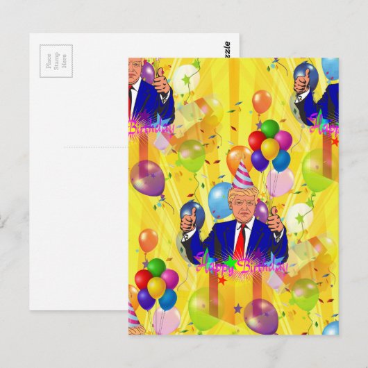 blije verjaardag donald trump briefkaart (Voorkant / Achterkant)