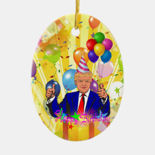 blije verjaardag donald trump keramisch ornament