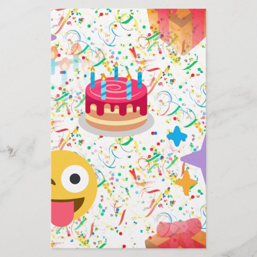 blije verjaardag emoji briefpapier (Voorkant)