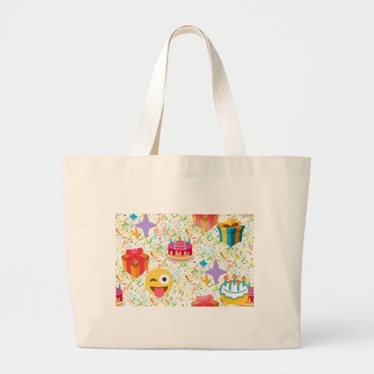 blije verjaardag emoji grote tote bag (Voorkant)