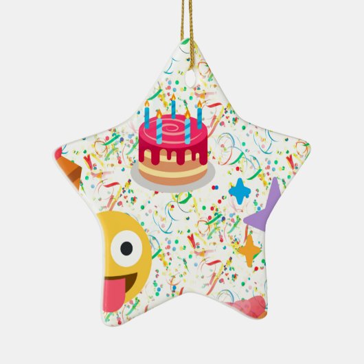 blije verjaardag emoji keramisch ornament (Rechts)