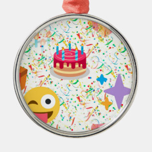 blije verjaardag emoji metalen ornament