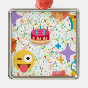blije verjaardag emoji metalen ornament
