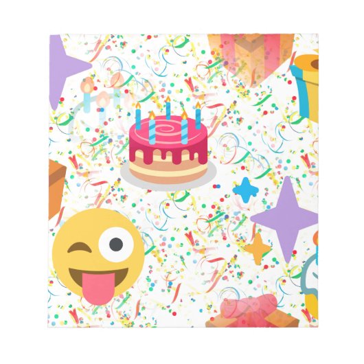 blije verjaardag emoji notitieblok (Voorkant)