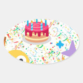 blije verjaardag emoji ovale sticker (Voorkant)