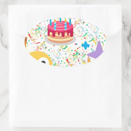 blije verjaardag emoji ovale sticker (Tas)