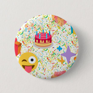 blije verjaardag emoji ronde button 5,7 cm