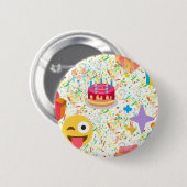 blije verjaardag emoji ronde button 5,7 cm (Voorkant /achterkant)