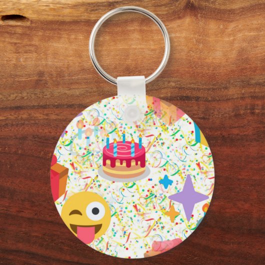 blije verjaardag emoji sleutelhanger (Voorkant)