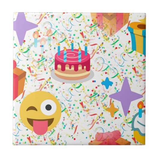 blije verjaardag emoji tegeltje (Voorkant)