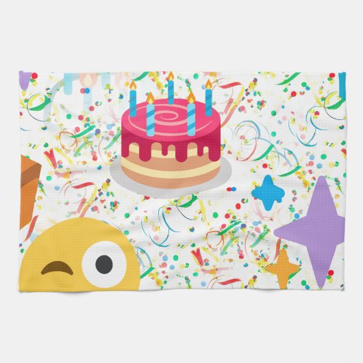 blije verjaardag emoji theedoek (Horizontaal)