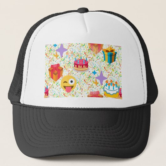 blije verjaardag emoji trucker pet (Voorkant)