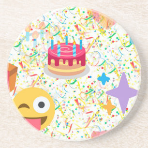 blije verjaardag emoji zandsteen onderzetter