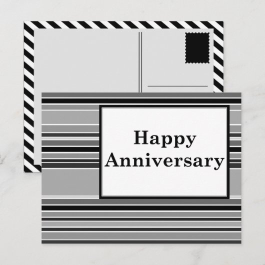 blije verjaardag : grijs gestreden briefkaart (Voorkant / Achterkant)