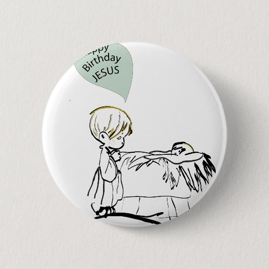 blije verjaardag jesus ronde button 5,7 cm (Voorkant)