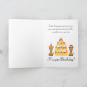 blije verjaardag kameelbrandweerman gele taart kaart (Binnen)