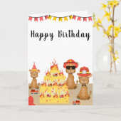 blije verjaardag kameelbrandweerman gele taart kaart (Gele Bloem)