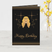 blije verjaardag leeuw koning zwarte kroon kaart (Gele Bloem)