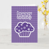 blije verjaardag paarse cupcake kaart (Gele Bloem)