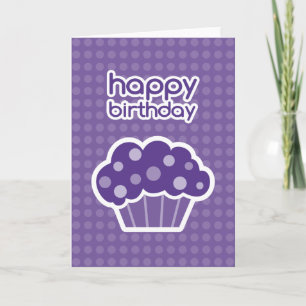 blije verjaardag paarse cupcake kaart