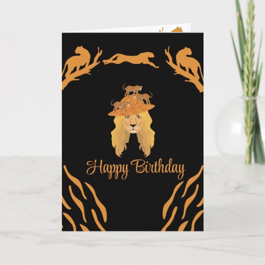 blije verjaardag pet zwart en goud kaart (Voorkant)
