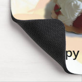 blije verjaardagsaardbei, chocoladetaart muismat (Hoek)