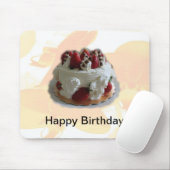 blije verjaardagsaardbei, chocoladetaart muismat (Met muis)