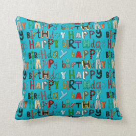 blije verjaardagsblauw kussen