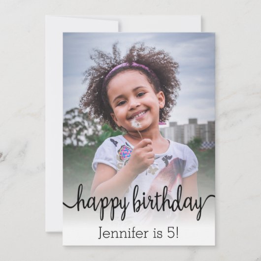 blije verjaardagscalligrafie fotokaart (Voorkant)