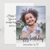 blije verjaardagscalligrafie fotokaart (Voorkant / Achterkant)