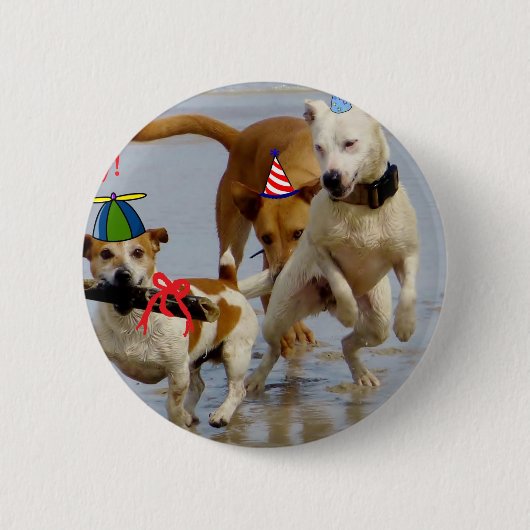 blije verjaardagshonden ronde button 5,7 cm (Voorkant)