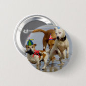 blije verjaardagshonden ronde button 5,7 cm (Voorkant /achterkant)