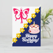 blije verjaardagskaart aankondiging (Staand voorkant)