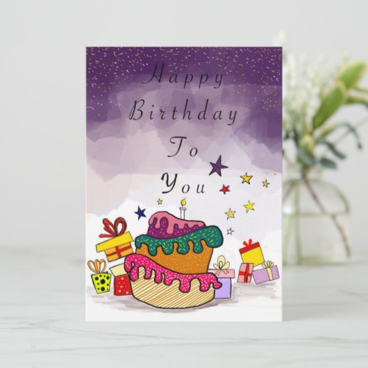 blije verjaardagskaart kaart (Staand voorkant)