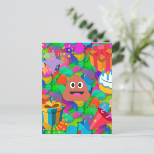 blije verjaardagspost emoji briefkaart (Staand voorkant)