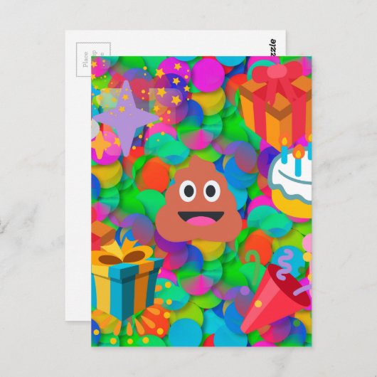 blije verjaardagspost emoji briefkaart (Voorkant / Achterkant)