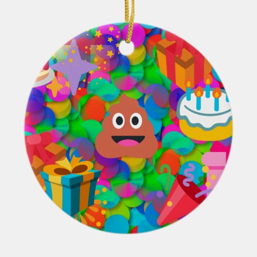 blije verjaardagspost emoji keramisch ornament (Voorkant)