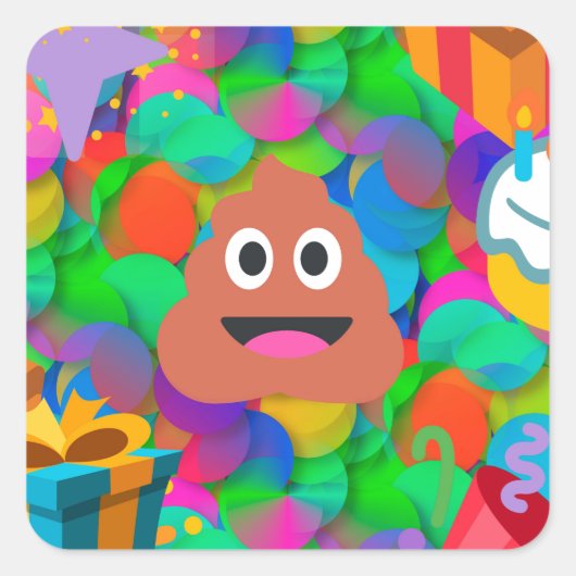 blije verjaardagspost emoji vierkante sticker (Voorkant)