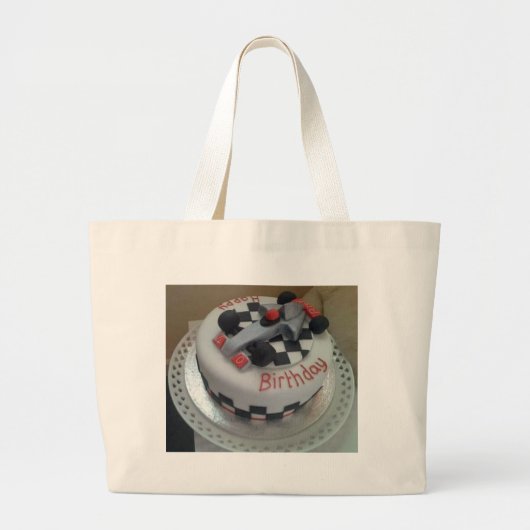 blije verjaardagsracewagen grote tote bag (Voorkant)