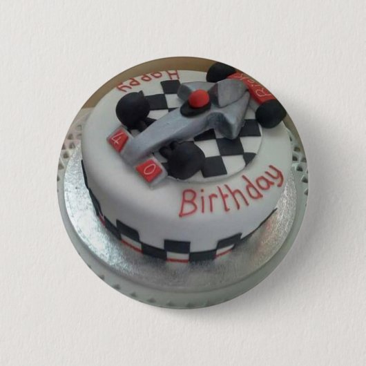 blije verjaardagsracewagen ronde button 5,7 cm (Voorkant)