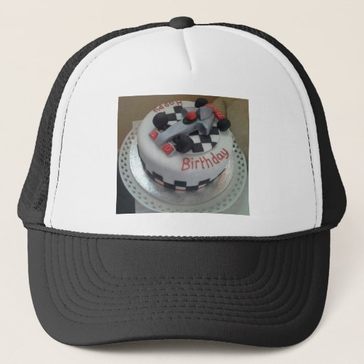 blije verjaardagsracewagen trucker pet (Voorkant)