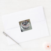 blije verjaardagsracewagen vierkante sticker (Envelop)