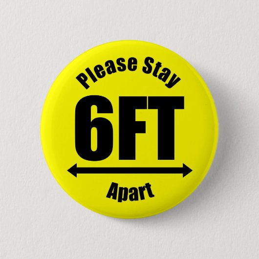 Blijf 6 feet behalve geel ronde button 5,7 cm (Voorkant)